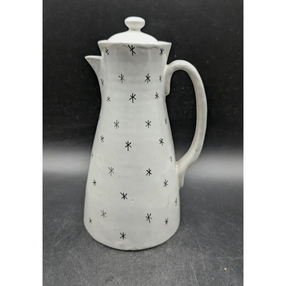Vintage Raymor Italy Mid Century Modern Starburst Ceramic Coffee Pot Pitcher Lid